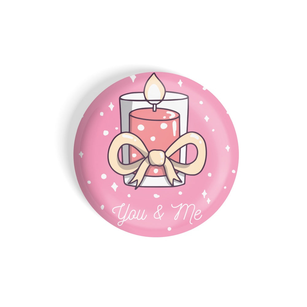 dhcrafts Round Fridge Magnet Pink valentine's day love You And Me Glossy Finish Design Pack of 1 (58 mm)